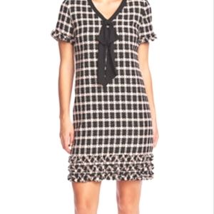 CeCe Tweed Sheath Dress with Ruffles